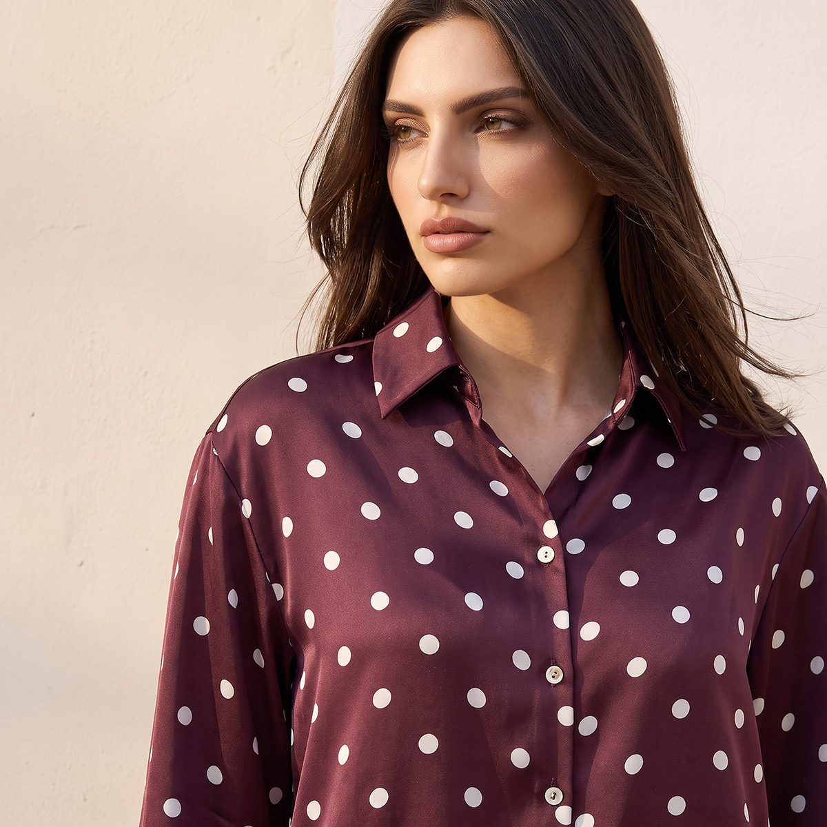 قميص ساتان بطبعات منقطة من سبلاش سمارت-women-clothing-shirtsandblouses-shirts-image-2