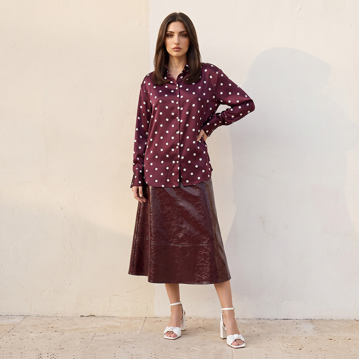 قميص ساتان بطبعات منقطة من سبلاش سمارت-women-clothing-shirtsandblouses-shirts-image-5