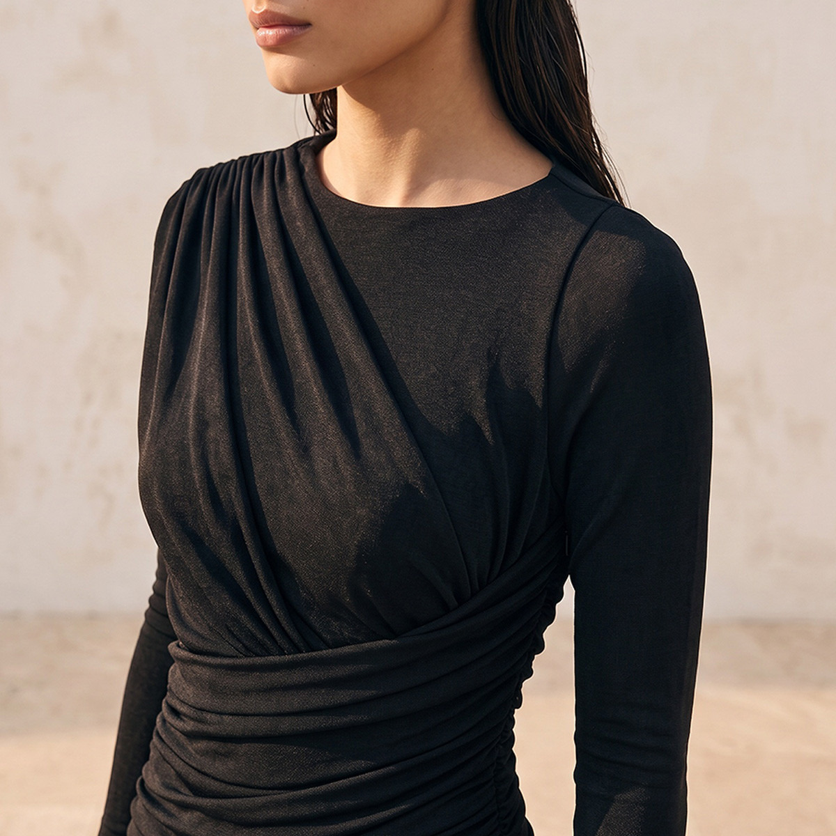 Splash Smart Midi Drape Dress with Ruched Detail-women-clothing-dresses-image-4