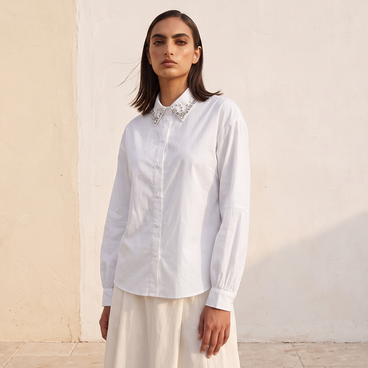 Splash Smart Relaxed Fit Shirt with Embellished Collar-women-clothing-shirtsandblouses-shirts-image-6