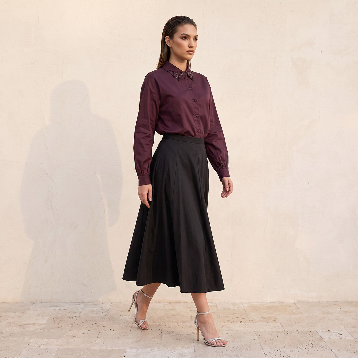 Splash Smart Relaxed Fit Shirt with Embellished Collar-women-clothing-shirtsandblouses-shirts-image-2