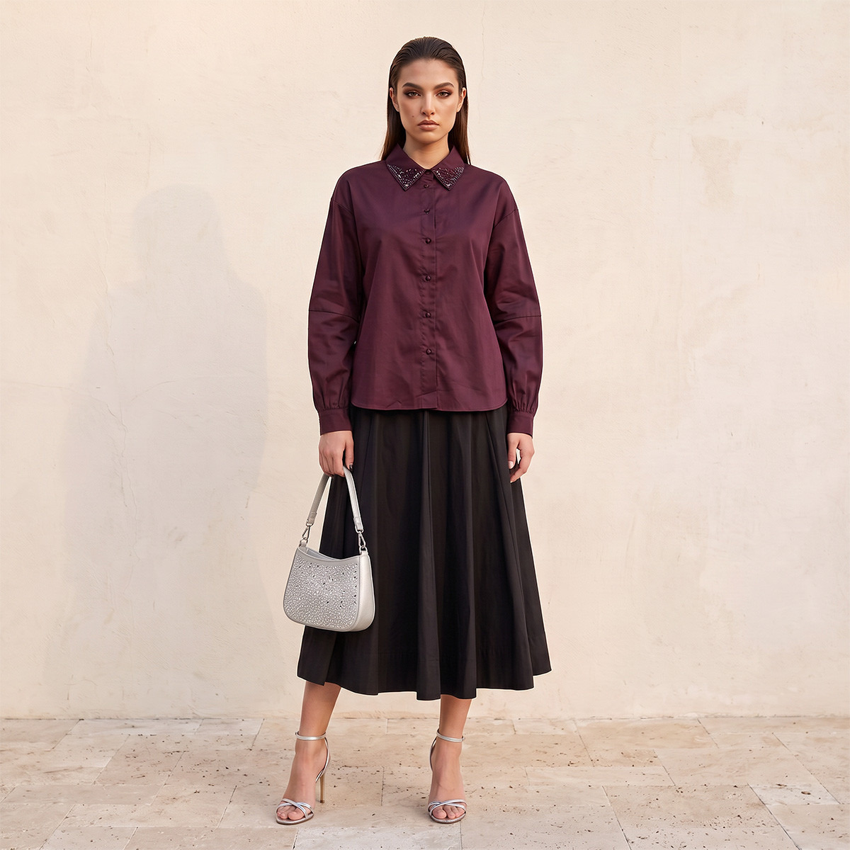 Splash Smart Relaxed Fit Shirt with Embellished Collar-women-clothing-shirtsandblouses-shirts-image-5