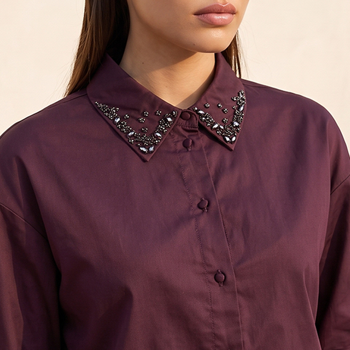 Splash Smart Relaxed Fit Shirt with Embellished Collar-women-clothing-shirtsandblouses-shirts-image-7