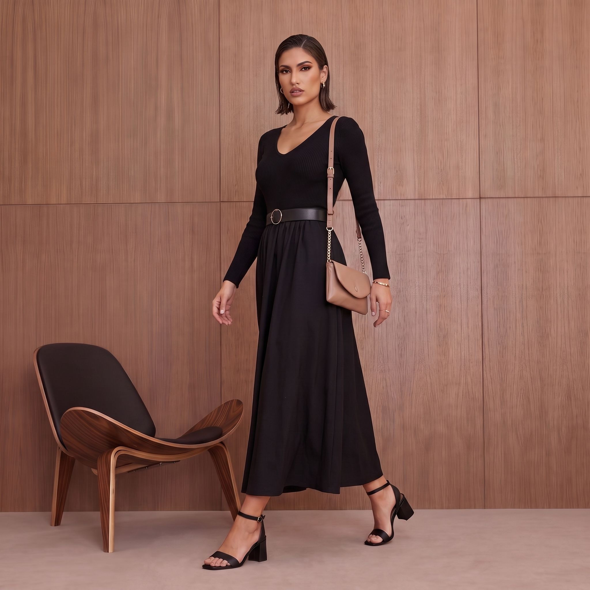 فستان ماكسي إيه لاين بتفاصيل حزام من سبلاش سمارت-women-clothing-dresses-image-1