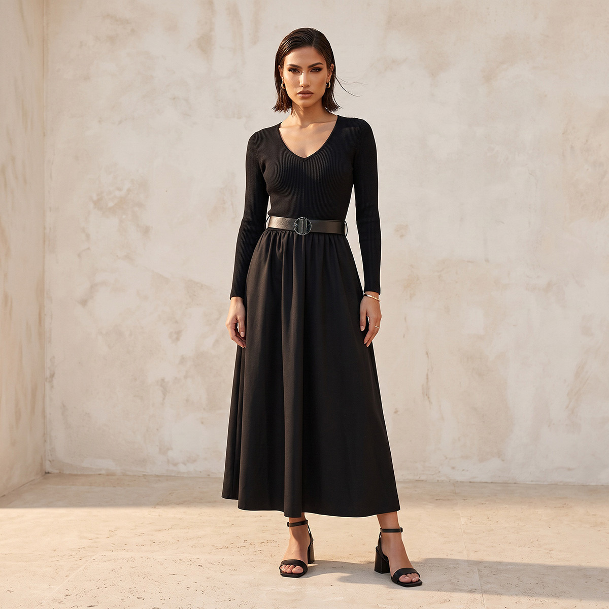 فستان ماكسي إيه لاين بتفاصيل حزام من سبلاش سمارت-women-clothing-dresses-image-2