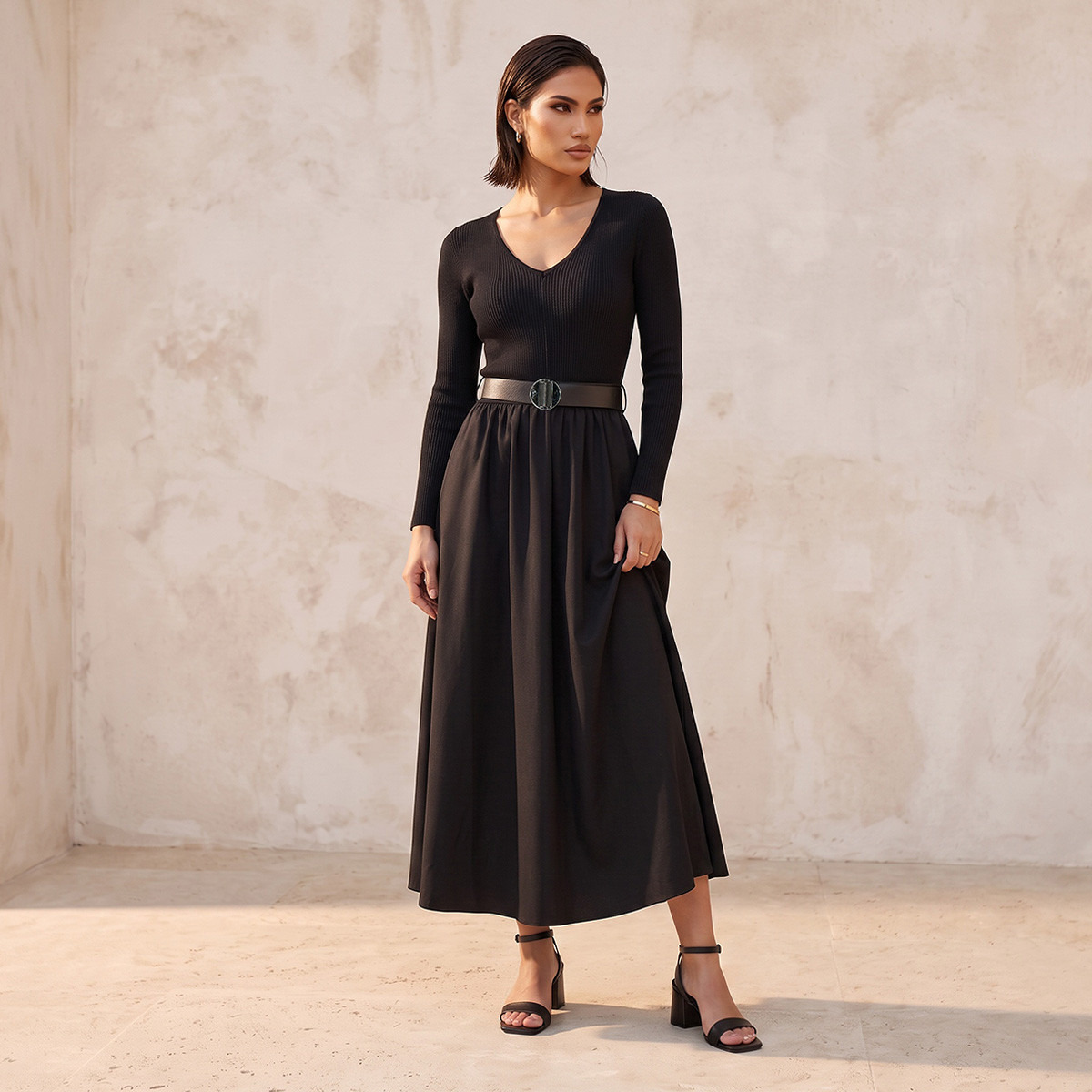 فستان ماكسي إيه لاين بتفاصيل حزام من سبلاش سمارت-women-clothing-dresses-image-4