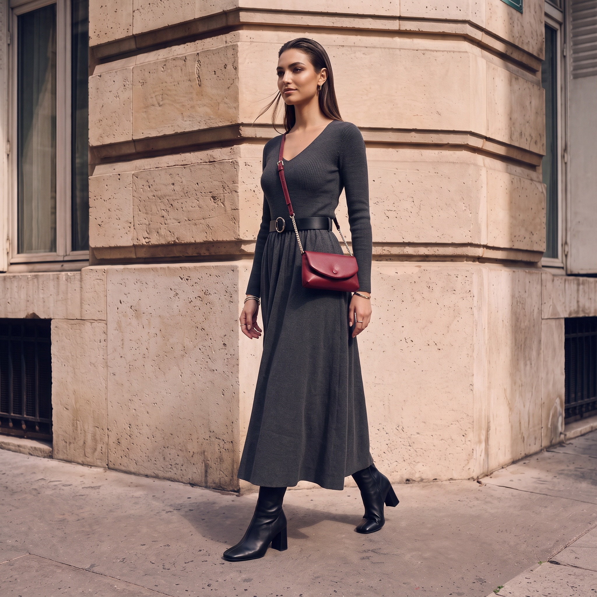 فستان ماكسي إيه لاين بتفاصيل حزام من سبلاش سمارت-women-clothing-dresses-image-1