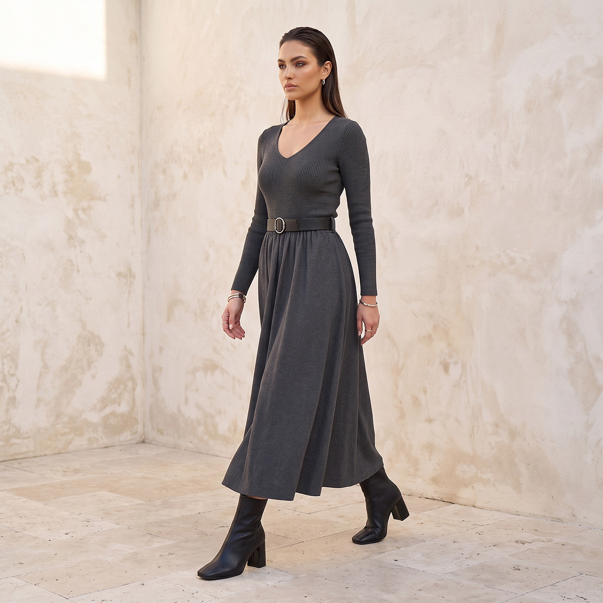 فستان ماكسي إيه لاين بتفاصيل حزام من سبلاش سمارت-women-clothing-dresses-image-7