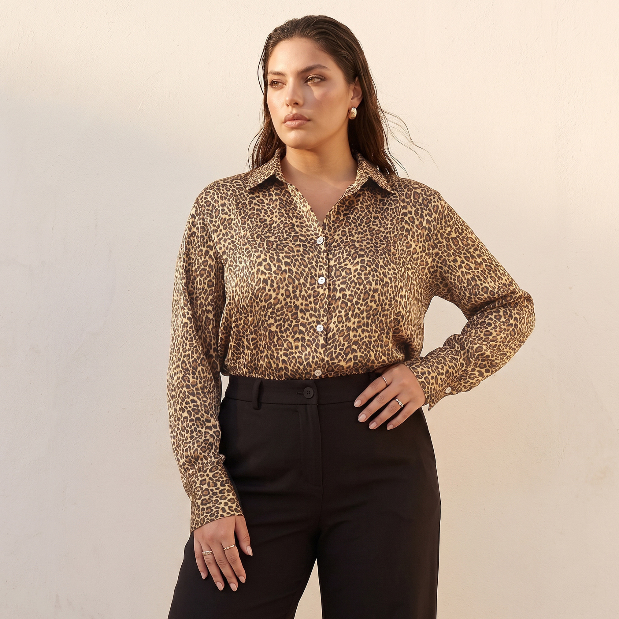 Splash Smart Relaxed Fit Satin Shirt with Animal Print-women-clothing-shirtsandblouses-shirts-image-2