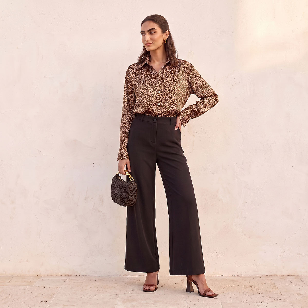 Splash Smart Relaxed Fit Satin Shirt with Animal Print-women-clothing-shirtsandblouses-shirts-image-3