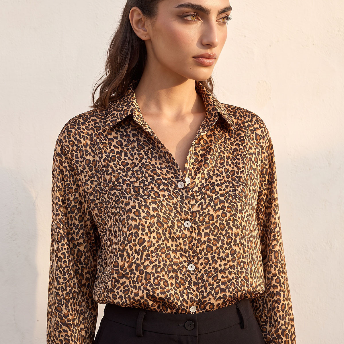 Splash Smart Relaxed Fit Satin Shirt with Animal Print-women-clothing-shirtsandblouses-shirts-image-5