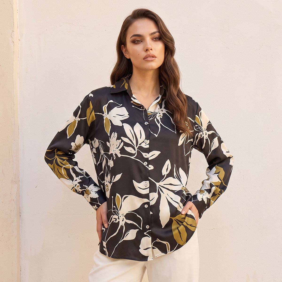 Splash Smart Relaxed Fit Satin Shirt with Floral Print-women-clothing-shirtsandblouses-shirts-image-1