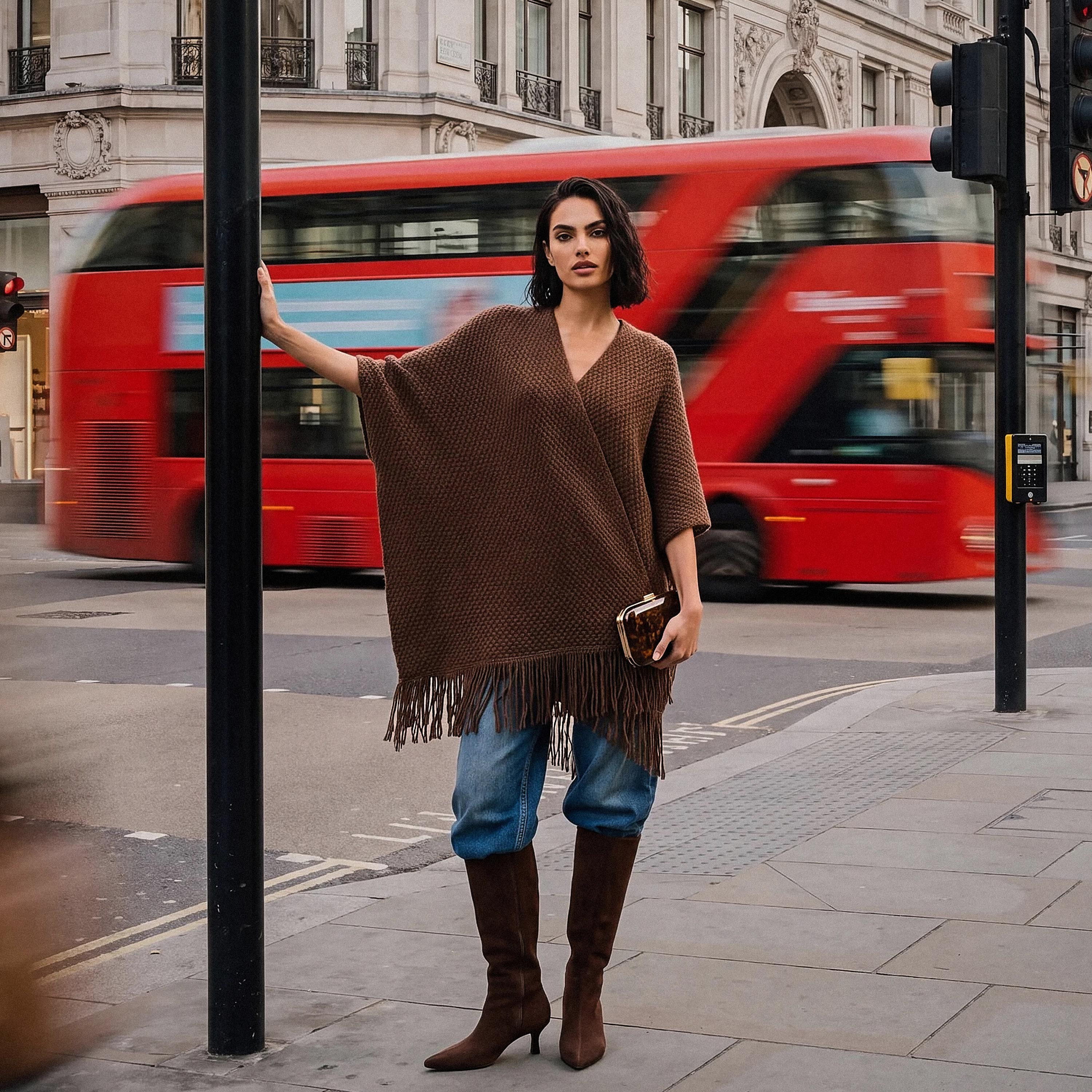 Splash Smart Textured V-neck Poncho-women-winterwear-cardigansandjumpers-cardigans-image-1