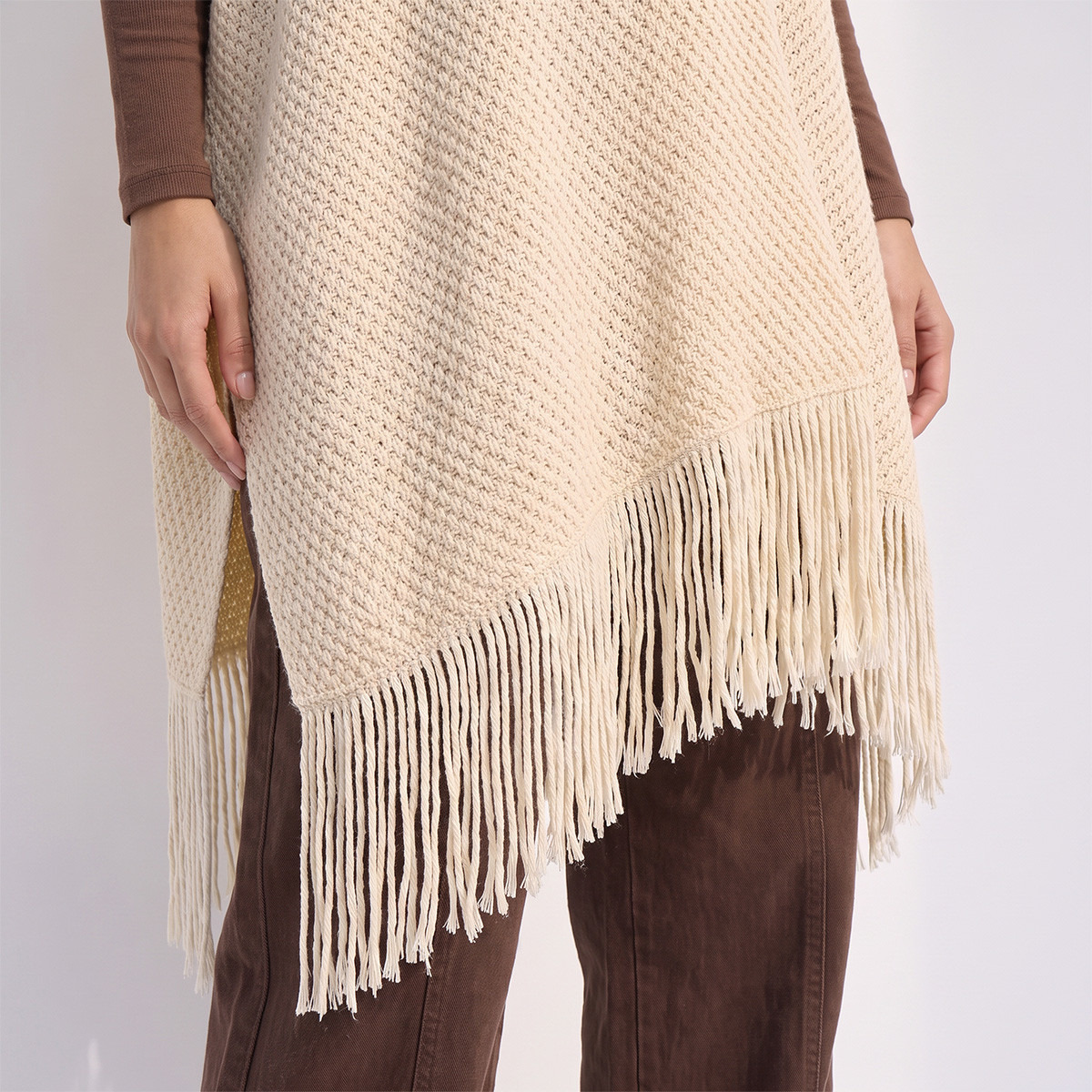 Splash Smart Textured V-neck Poncho-women-winterwear-cardigansandjumpers-cardigans-image-6