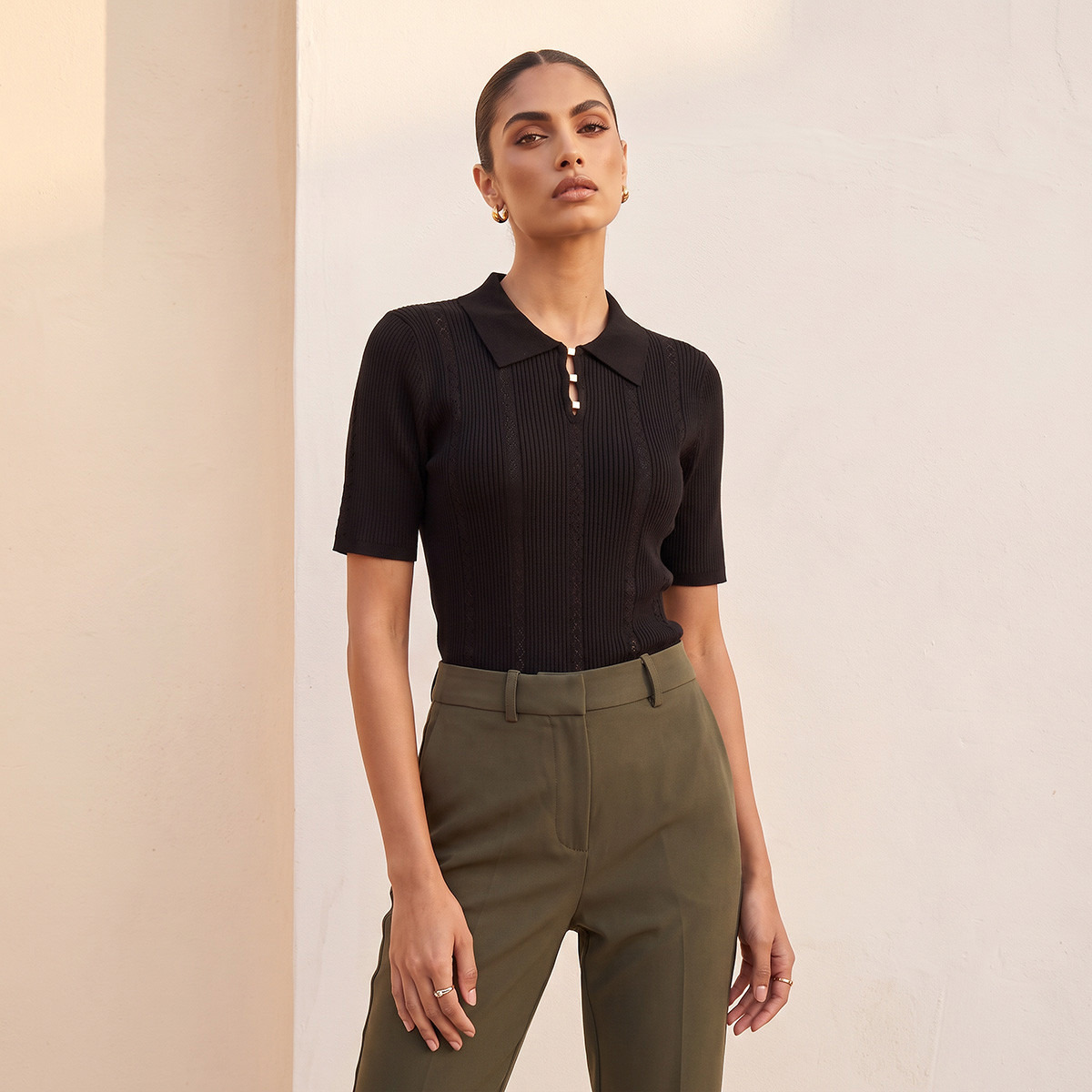 Splash Smart Ribbed Polo T-shirt-women-clothing-tshirts-image-2