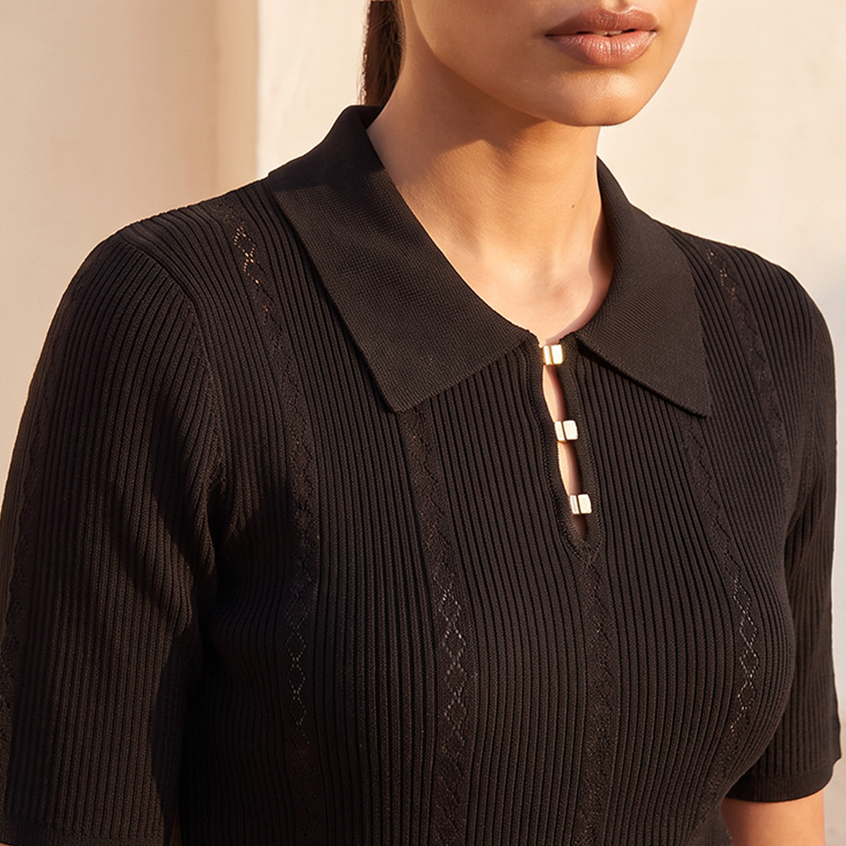 Splash Smart Ribbed Polo T-shirt-women-clothing-tshirts-image-5