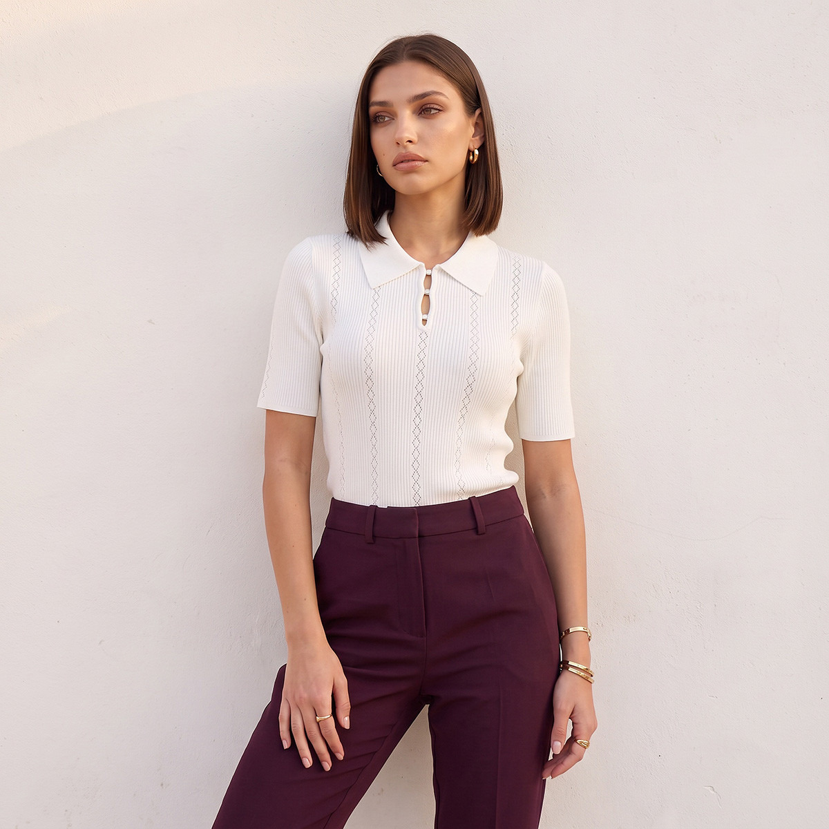 تيشيرت بولو مضلع من سمارت من سبلاش-women-clothing-tshirts-image-2