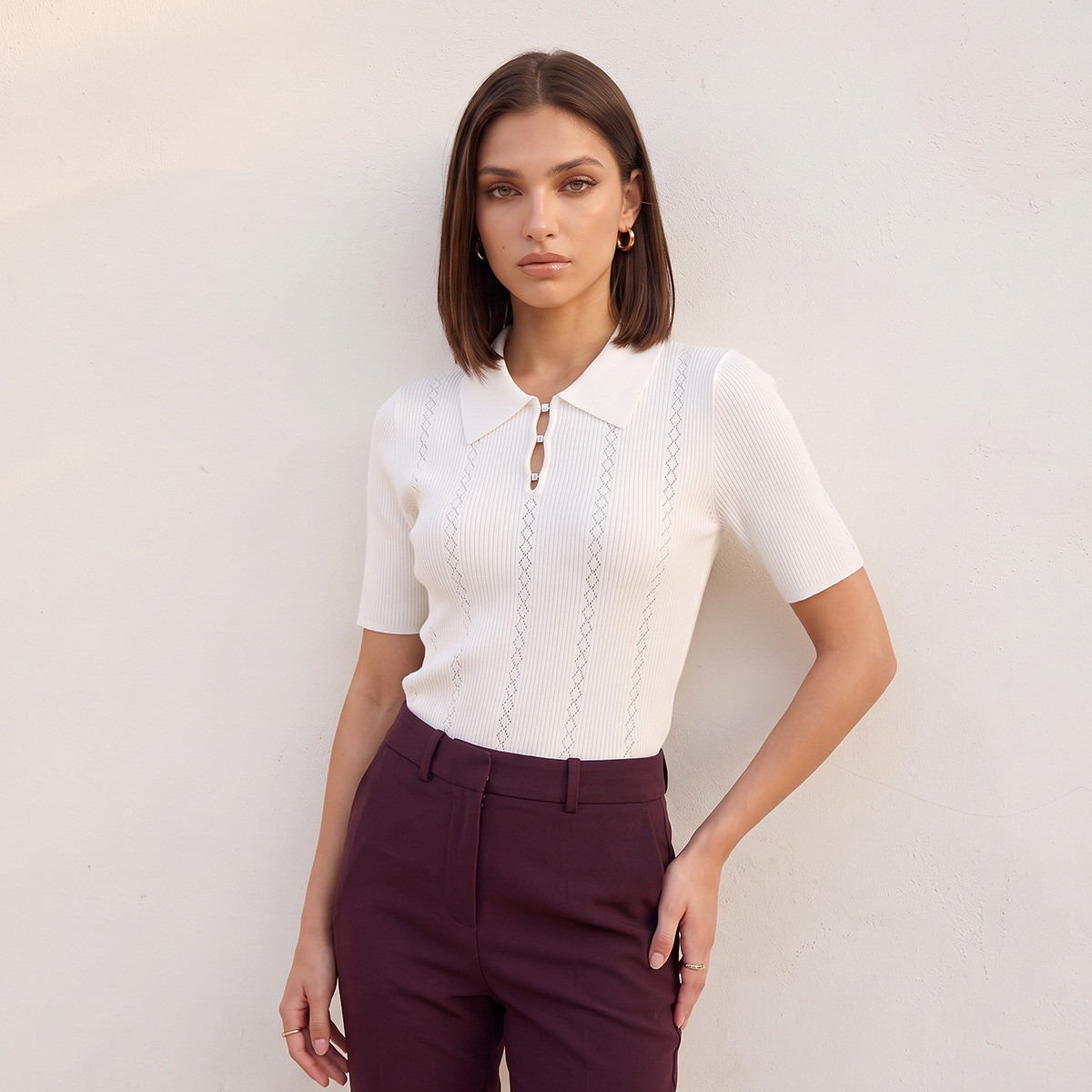 تيشيرت بولو مضلع من سمارت من سبلاش-women-clothing-tshirts-image-5
