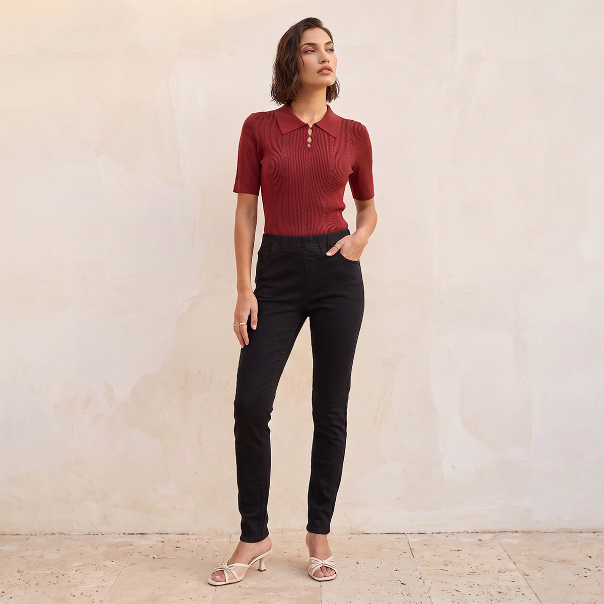تيشيرت بولو مضلع من سمارت من سبلاش-women-clothing-tshirts-image-3