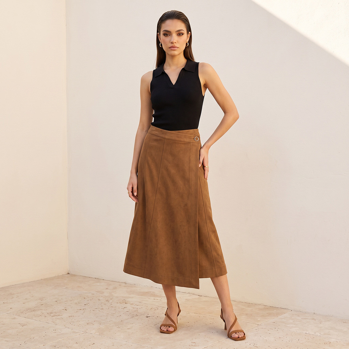Splash Smart Wrap Skirt with Button Closure-women-clothing-skirts-image-6