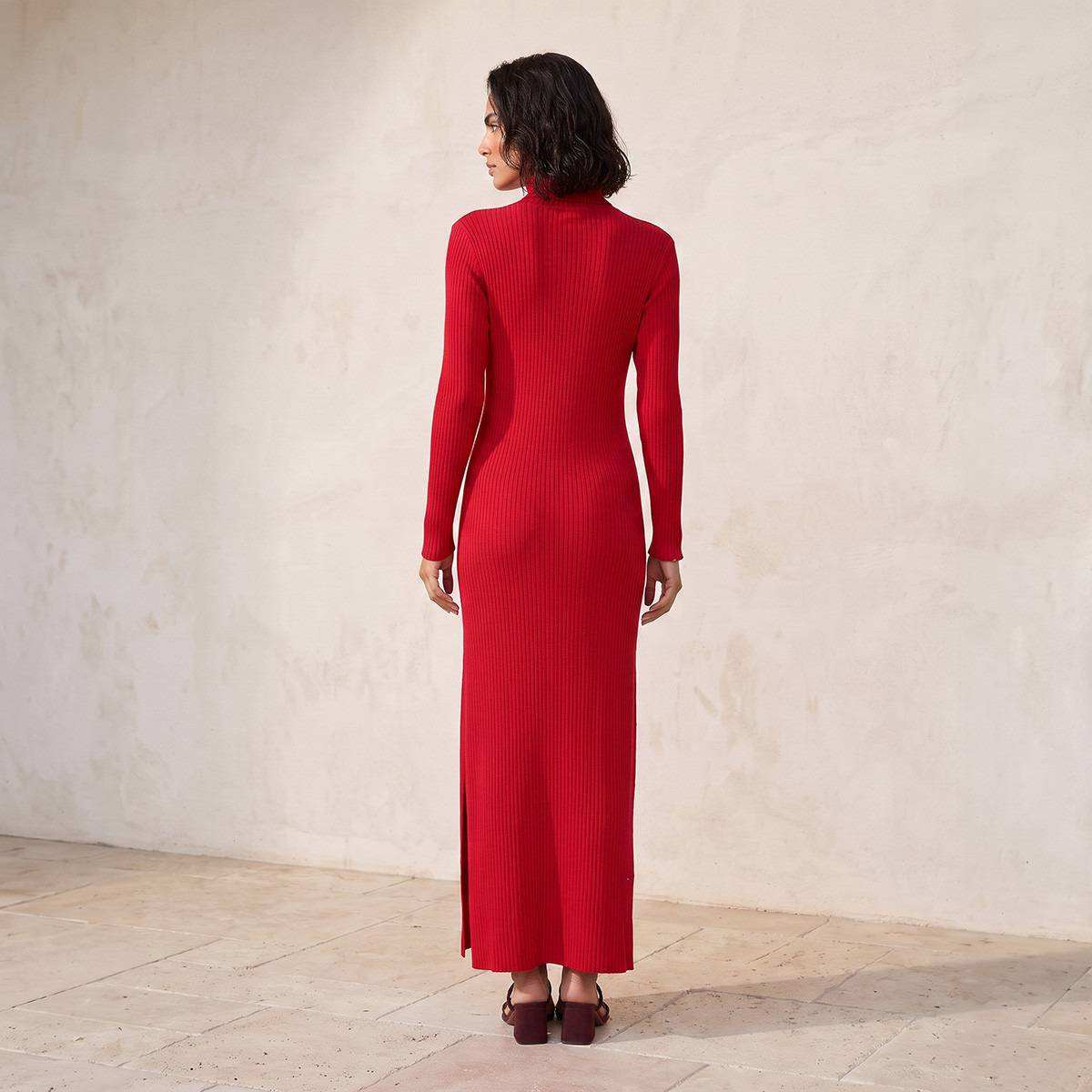 Splash Smart Maxi Length Bodycon Dress with High Neck-women-clothing-dresses-image-3