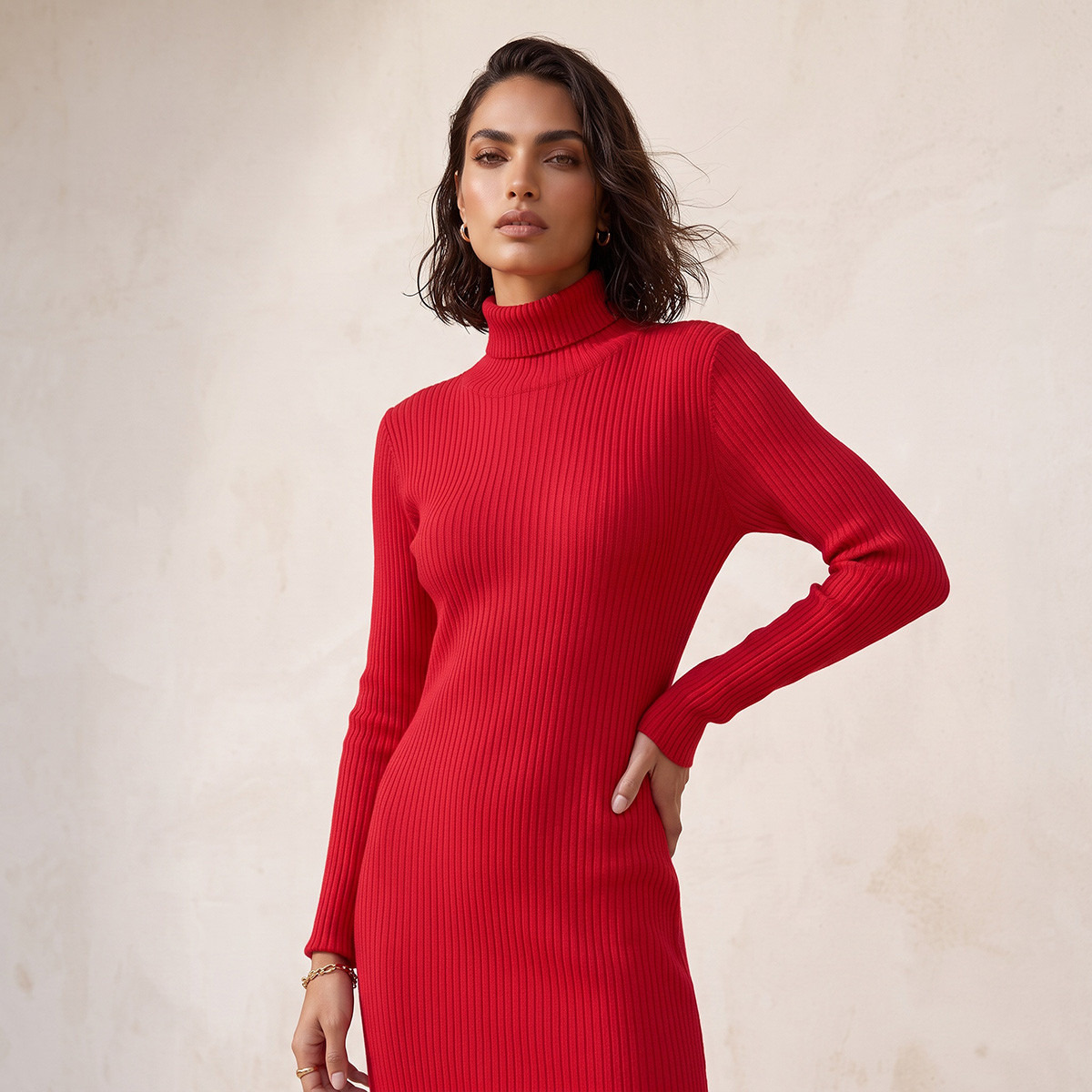 Splash Smart Maxi Length Bodycon Dress with High Neck-women-clothing-dresses-image-6