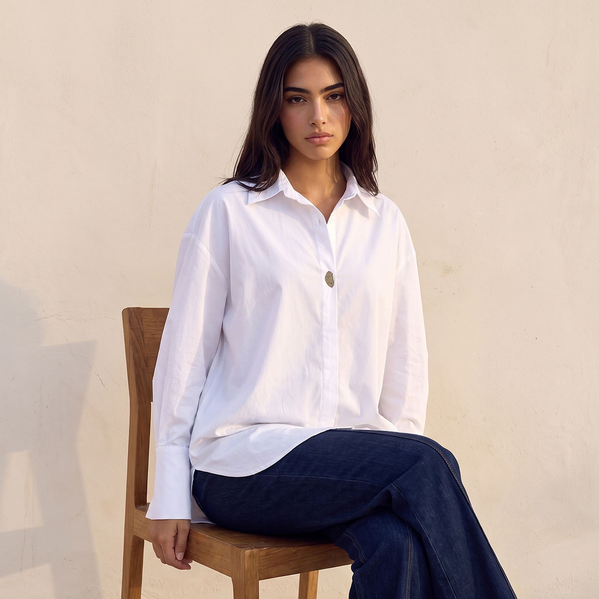 قميص بوبلين بقصة مريحة وحافة غير متساوية من سبلاش سمارت-women-clothing-shirtsandblouses-shirts-image-6
