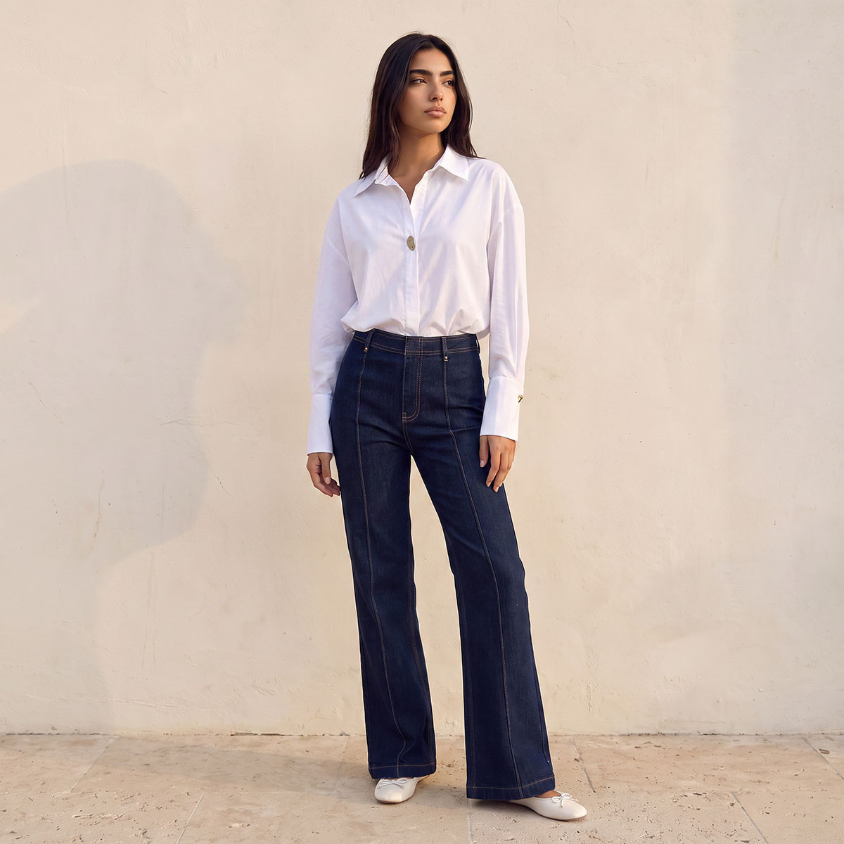 قميص بوبلين بقصة مريحة وحافة غير متساوية من سبلاش سمارت-women-clothing-shirtsandblouses-shirts-image-7