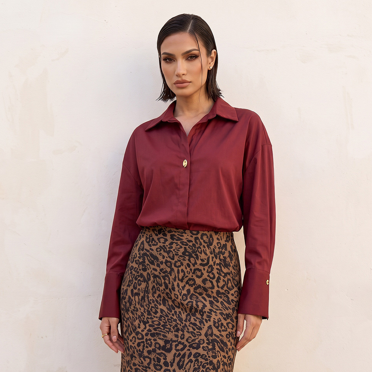 قميص بوبلين بقصة مريحة وحافة غير متساوية من سبلاش سمارت-women-clothing-shirtsandblouses-shirts-image-2