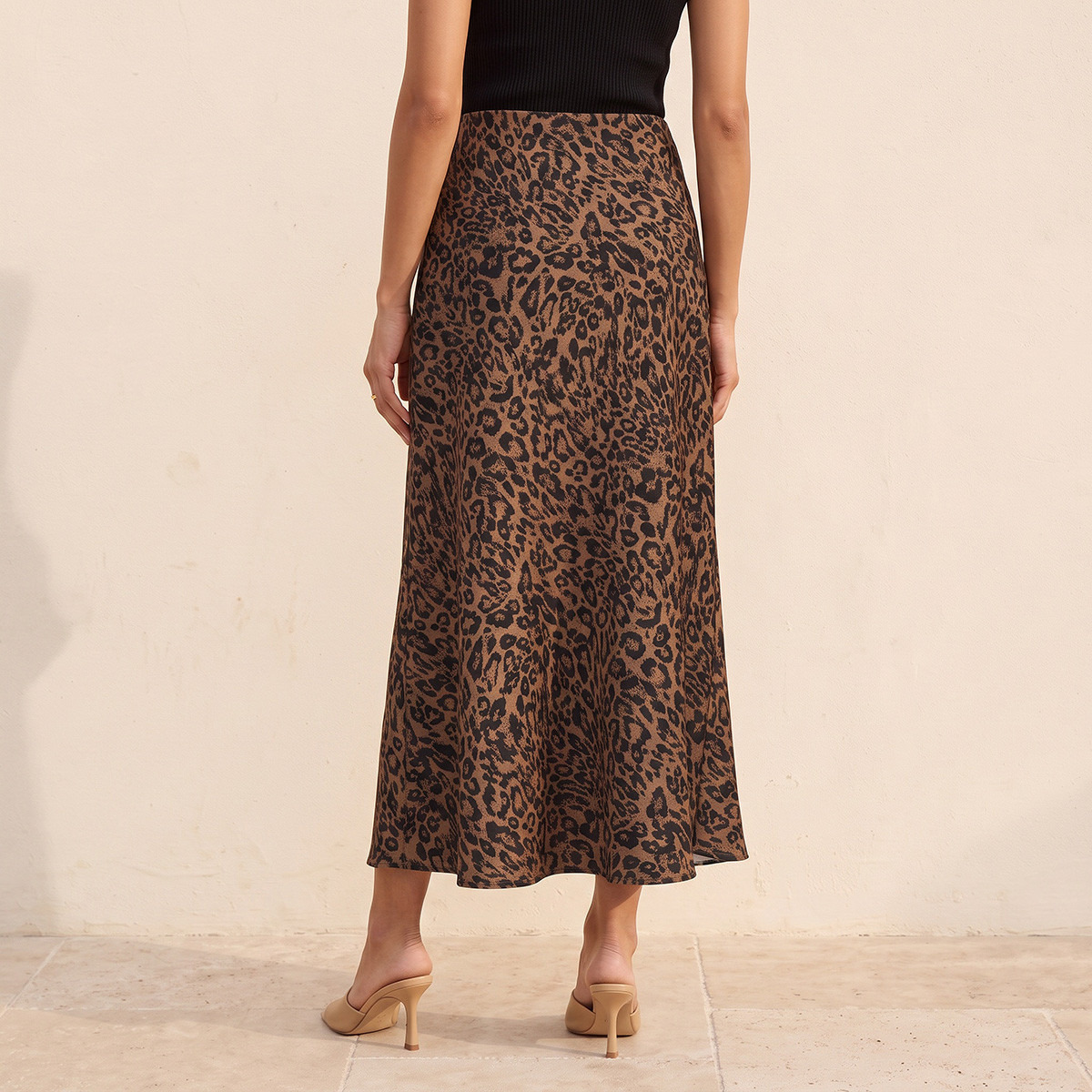 Splash Smart Animal Print Satin Skirt with Zip Closure-women-clothing-skirts-image-3