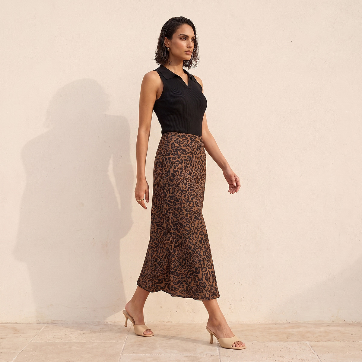 Splash Smart Animal Print Satin Skirt with Zip Closure-women-clothing-skirts-image-5