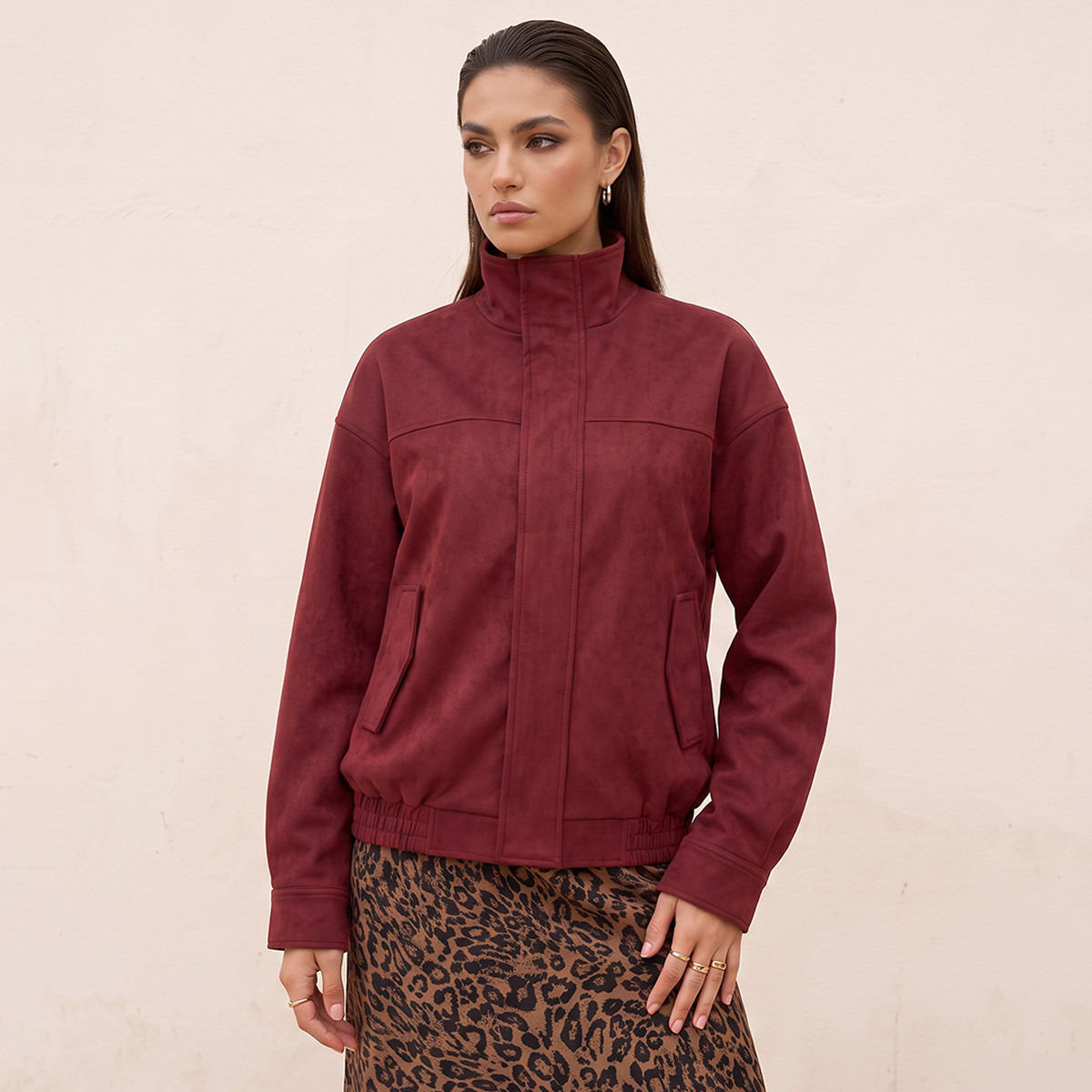 جاكيت بومبر شمواه بياقة عالية من سبلاش سمارت-women-winterwear-coatsandjackets-jackets-image-2