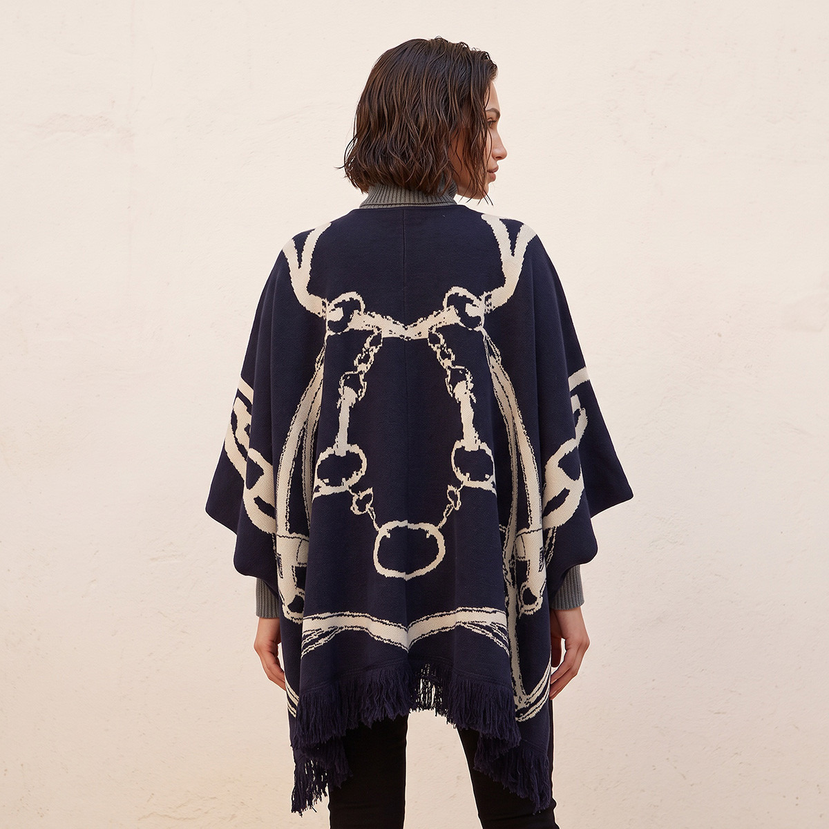 Splash Smart Relaxed Fit Abstract Print Poncho with Asymmetric Hem-women-winterwear-cardigansandjumpers-cardigans-image-3