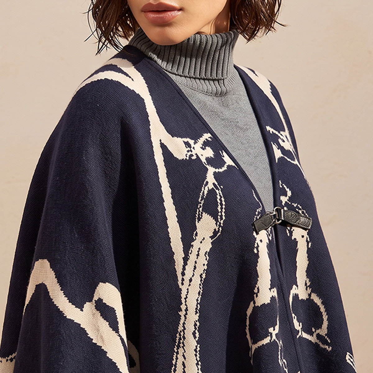 Splash Smart Relaxed Fit Abstract Print Poncho with Asymmetric Hem-women-winterwear-cardigansandjumpers-cardigans-image-5