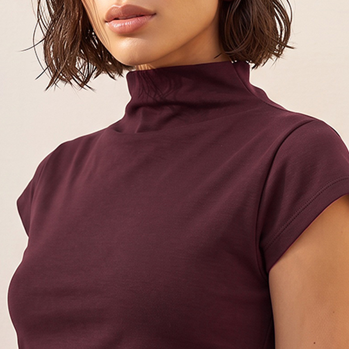 Splash Smart Asymmetric High Neck Short Sleeves Top-women-clothing-shirtsandblouses-blouses-image-6