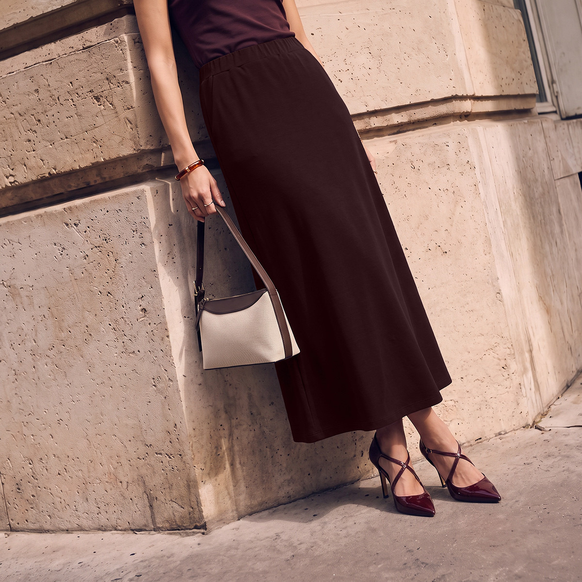 Splash Smart Elasticated Waist Maxi Skirt-women-clothing-skirts-image-1