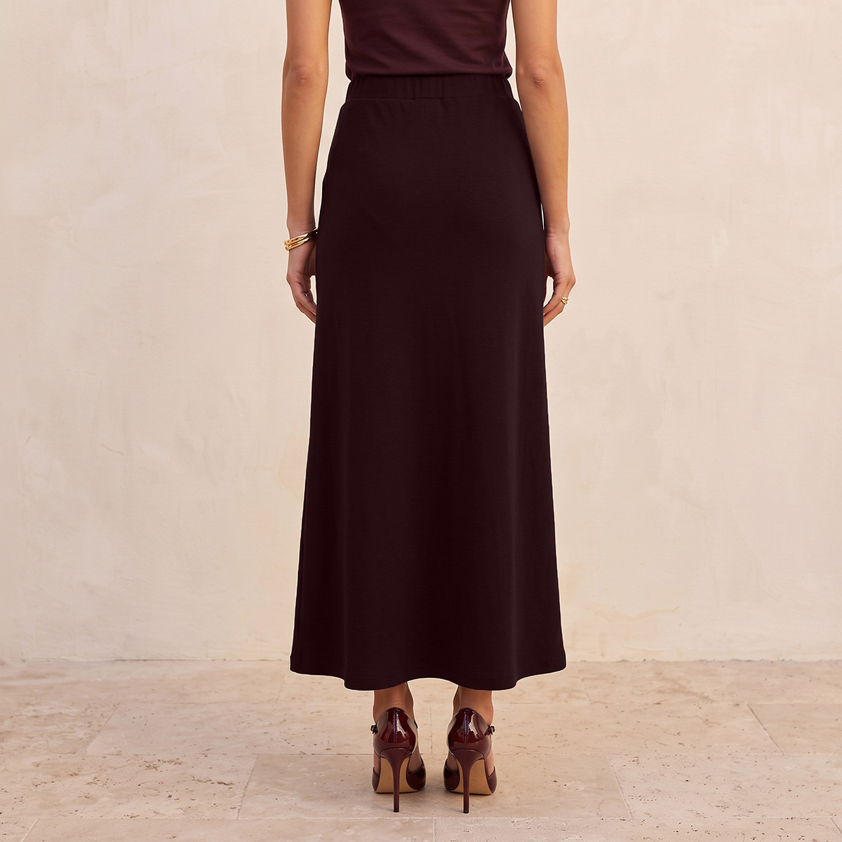 Splash Smart Elasticated Waist Maxi Skirt-women-clothing-skirts-image-3