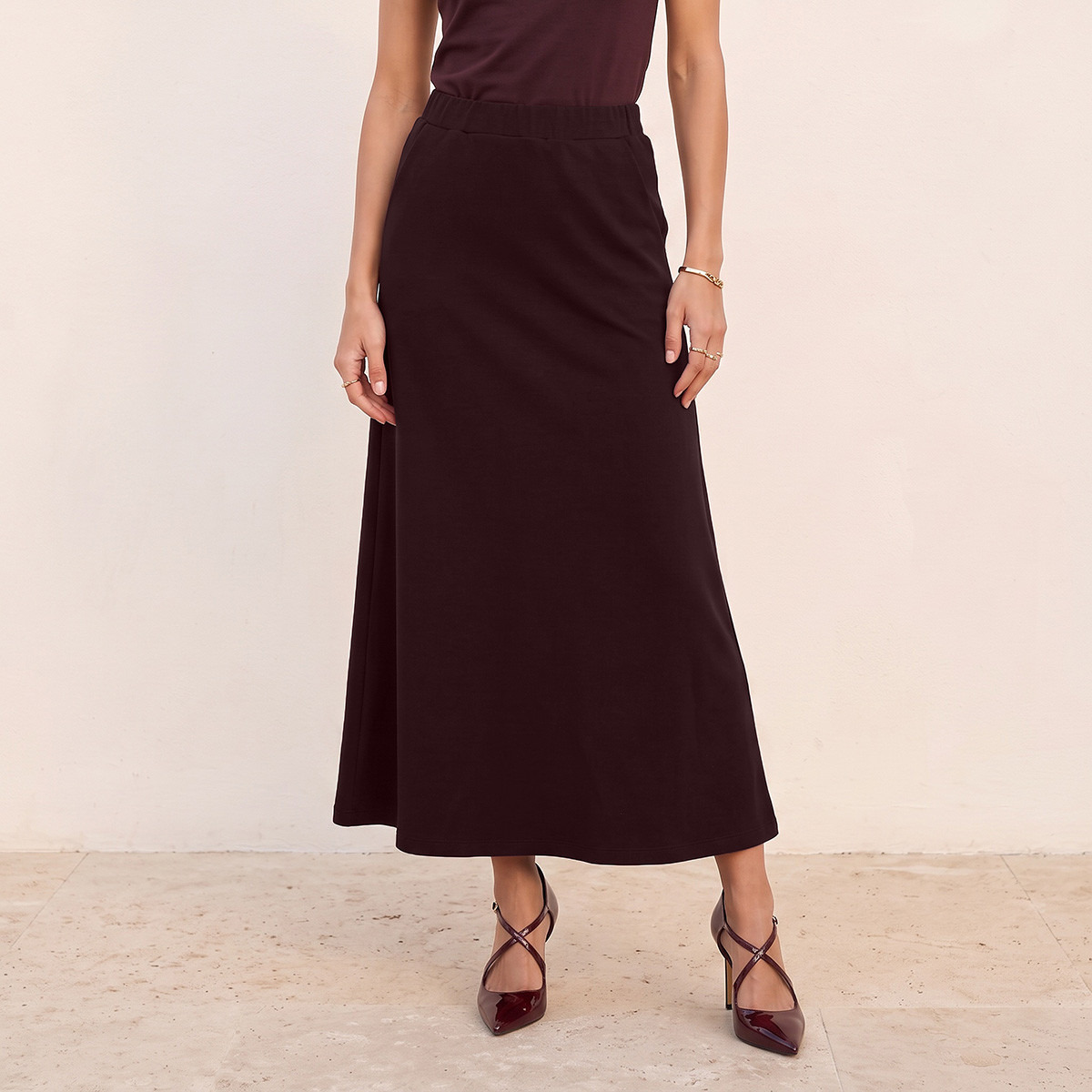 Splash Smart Elasticated Waist Maxi Skirt-women-clothing-skirts-image-4