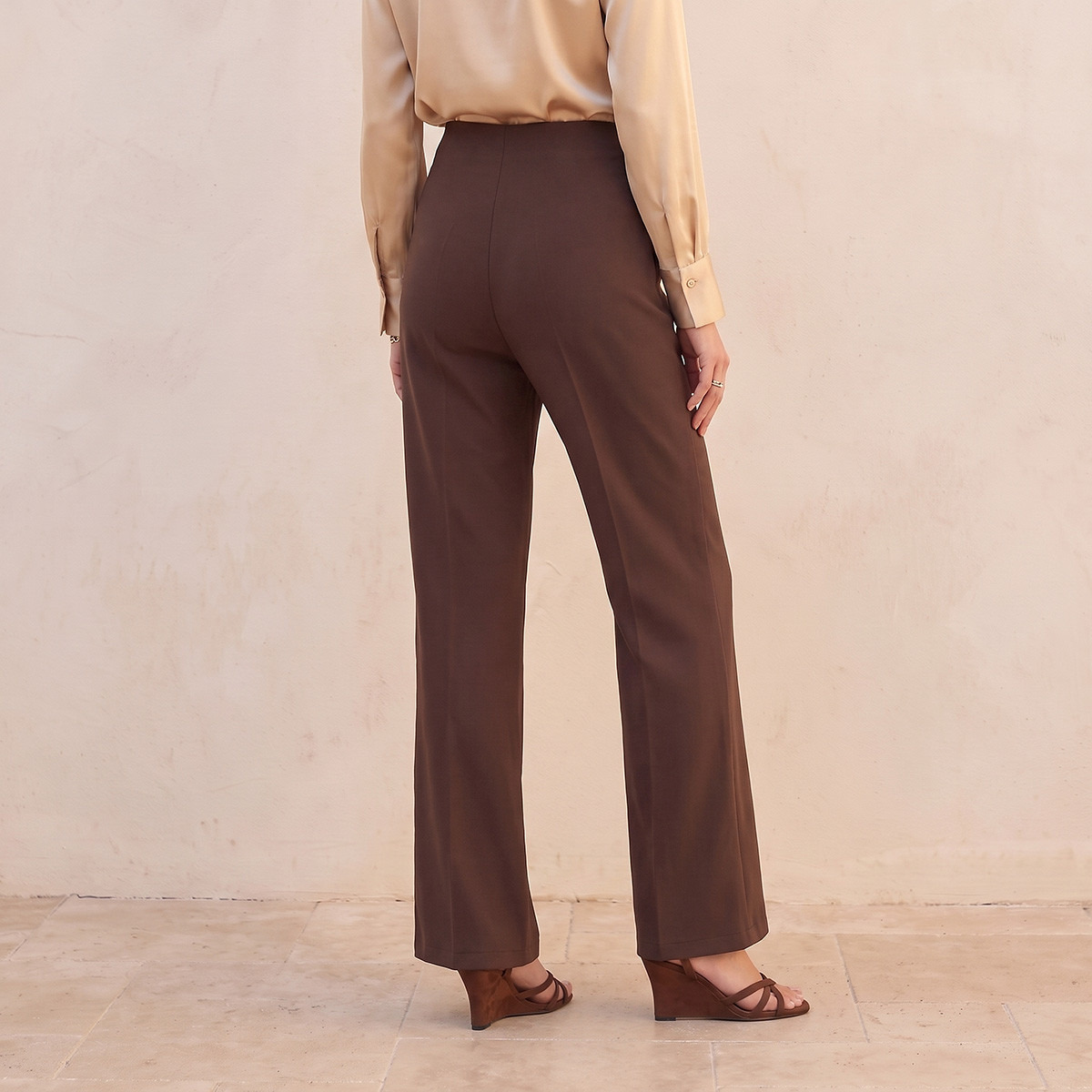 Splash Smart Flare Fit Trousers with Pintuck Seam-women-clothing-trousers-image-3