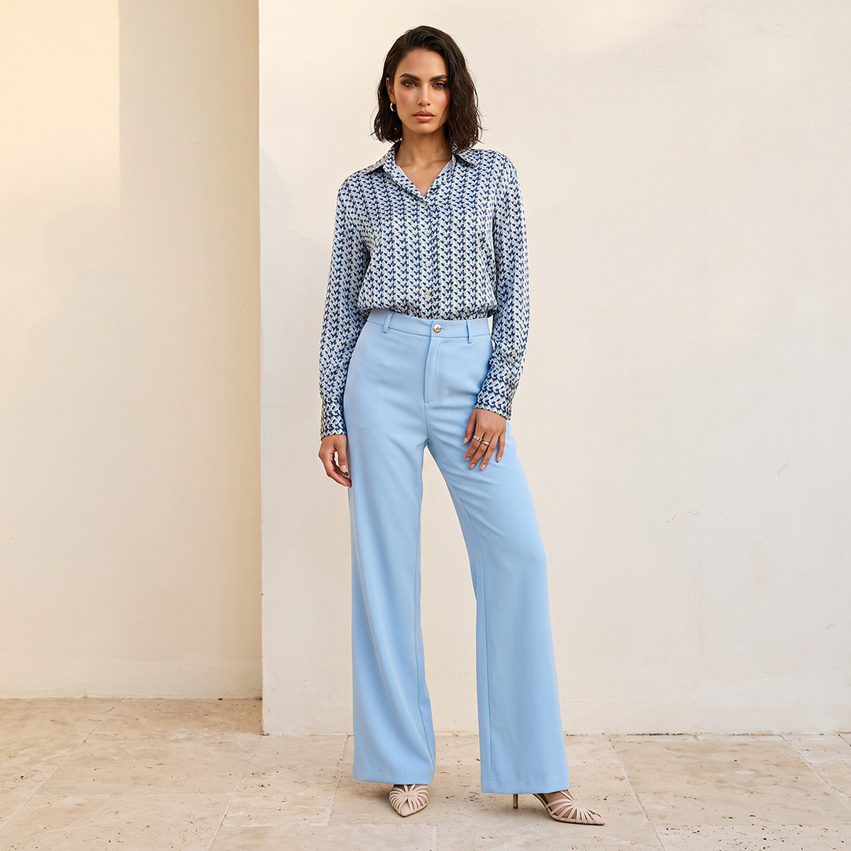 Splash Smart Satin Shirt with Geometric Print-women-clothing-shirtsandblouses-shirts-image-2