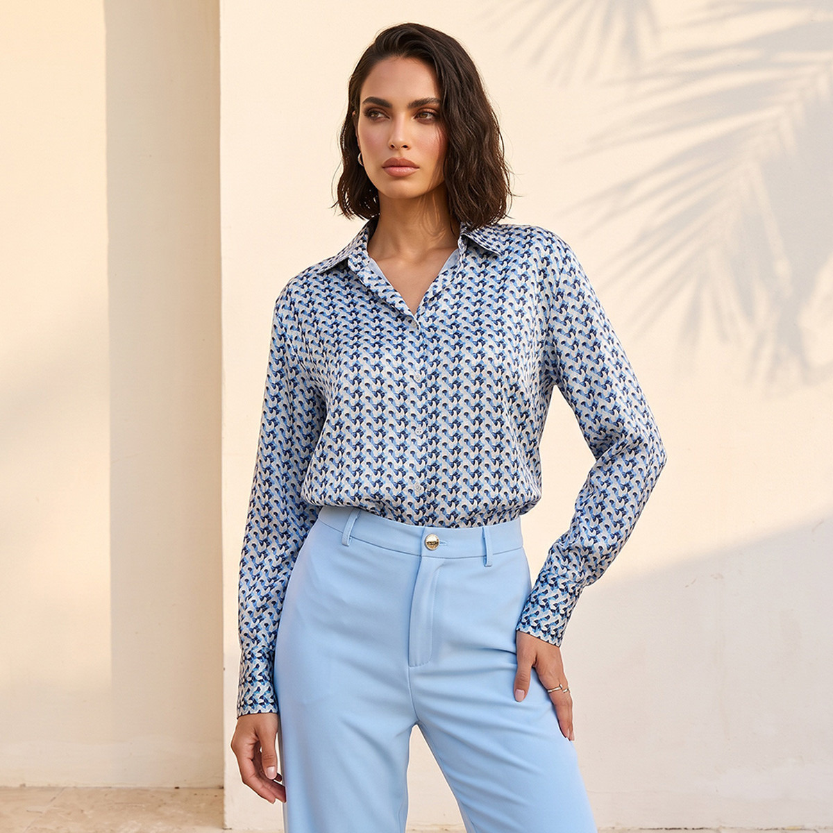Splash Smart Satin Shirt with Geometric Print-women-clothing-shirtsandblouses-shirts-image-5
