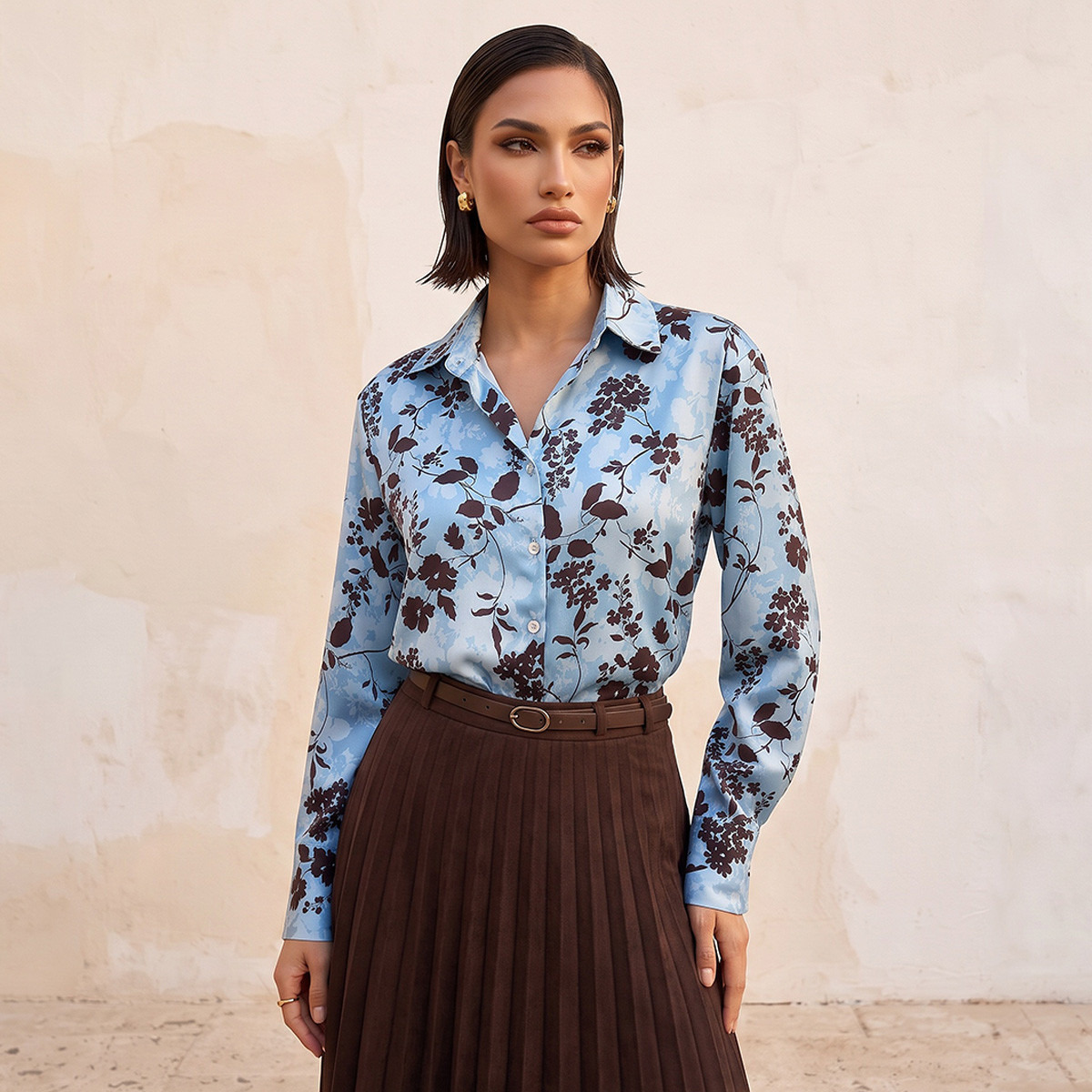 Splash Smart Satin Shirt with Floral Print-women-clothing-shirtsandblouses-blouses-image-1