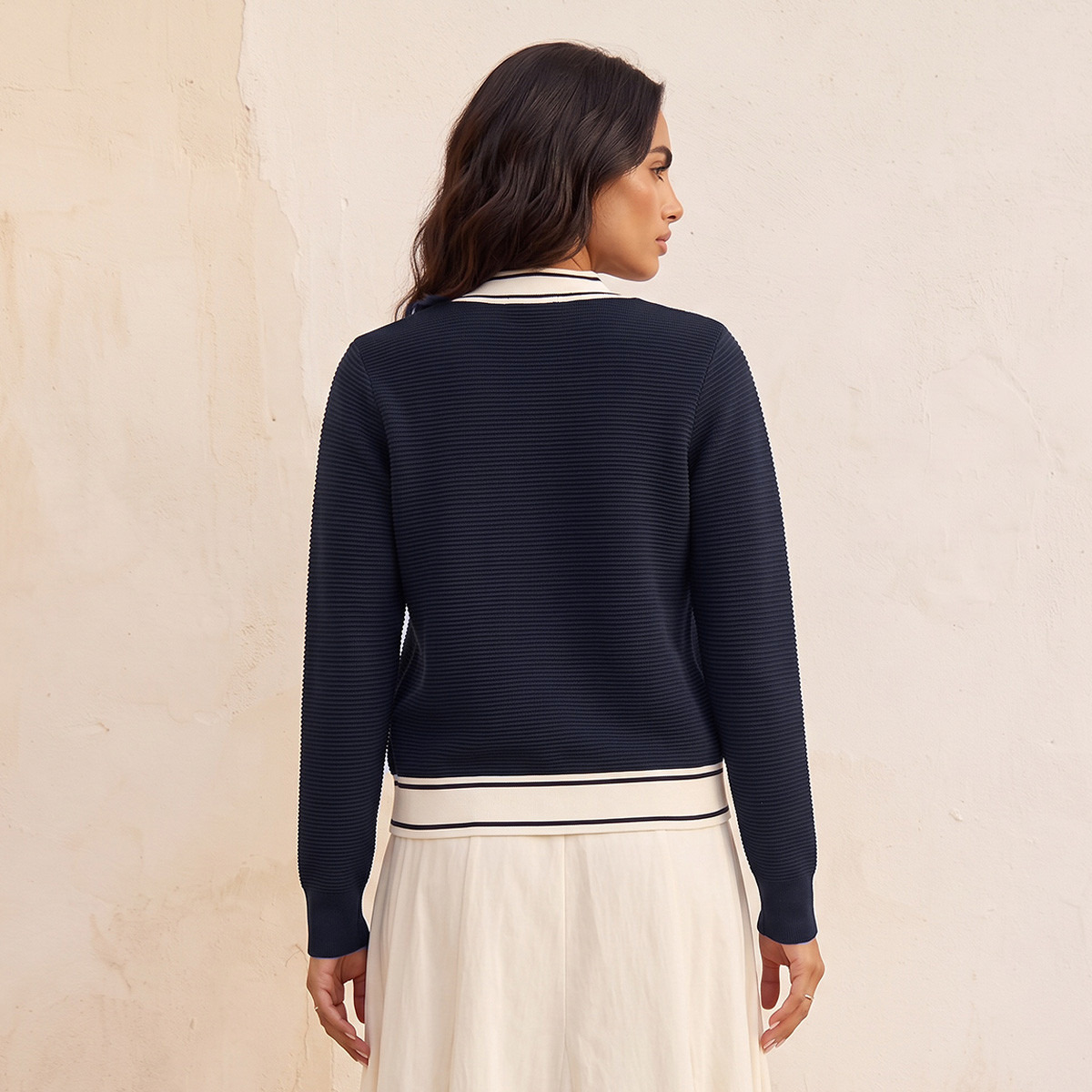 كارديجان مضلع بياقة V من سبلاش سمارت-women-winterwear-cardigansandjumpers-cardigans-image-3