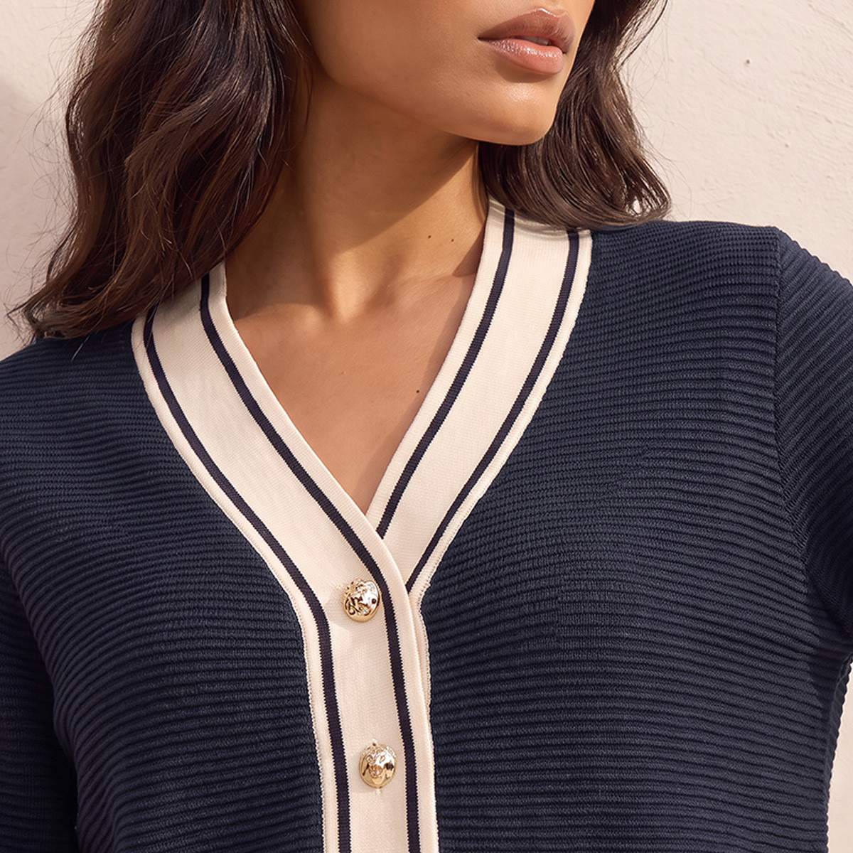 كارديجان مضلع بياقة V من سبلاش سمارت-women-winterwear-cardigansandjumpers-cardigans-image-5