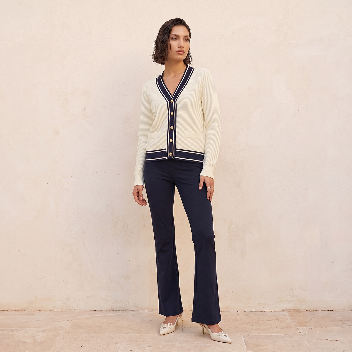 كارديجان مضلع بياقة V من سبلاش سمارت-women-winterwear-cardigansandjumpers-cardigans-image-2