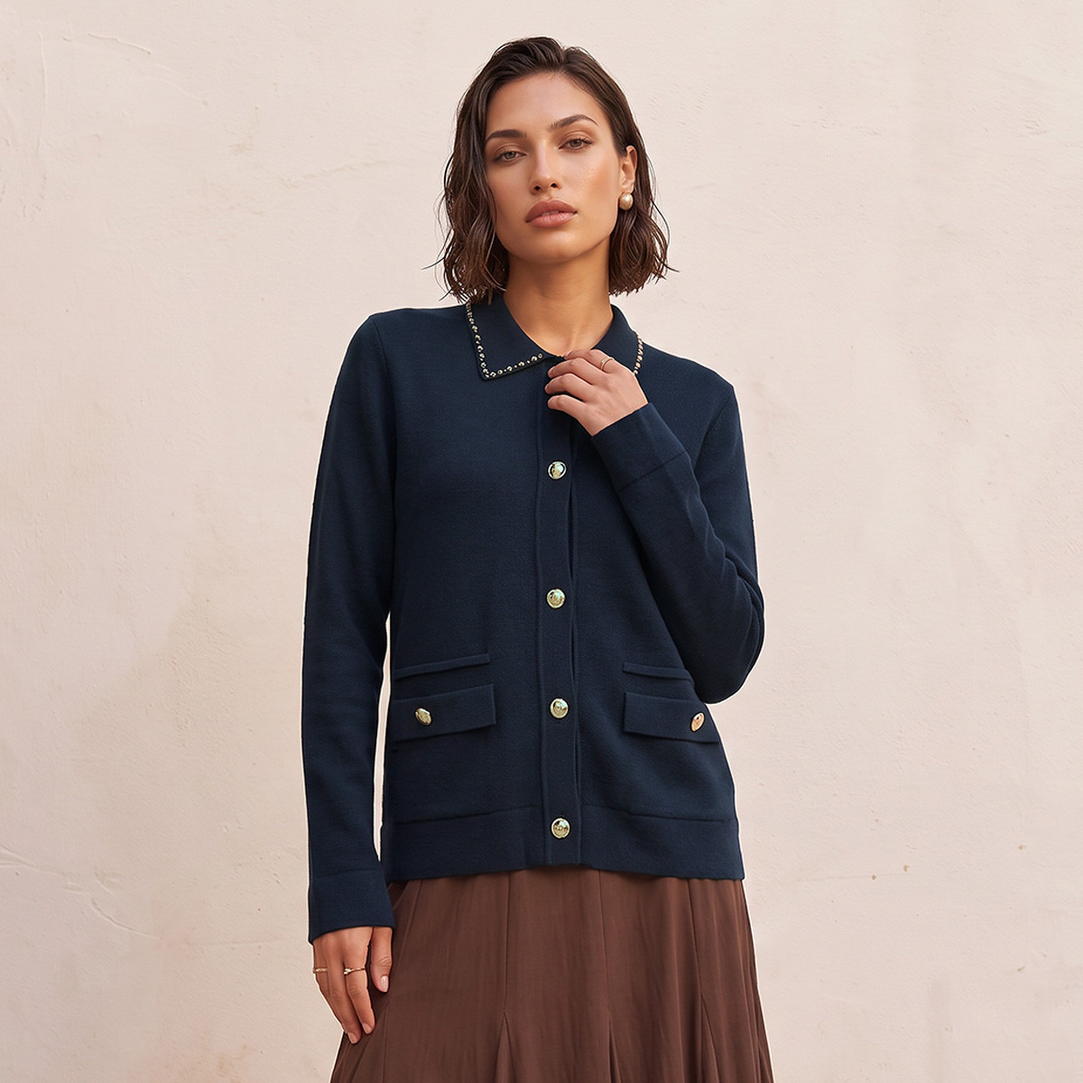 كارديجان مزين بجيوب من سبلاش سمارت-women-winterwear-cardigansandjumpers-cardigans-image-5