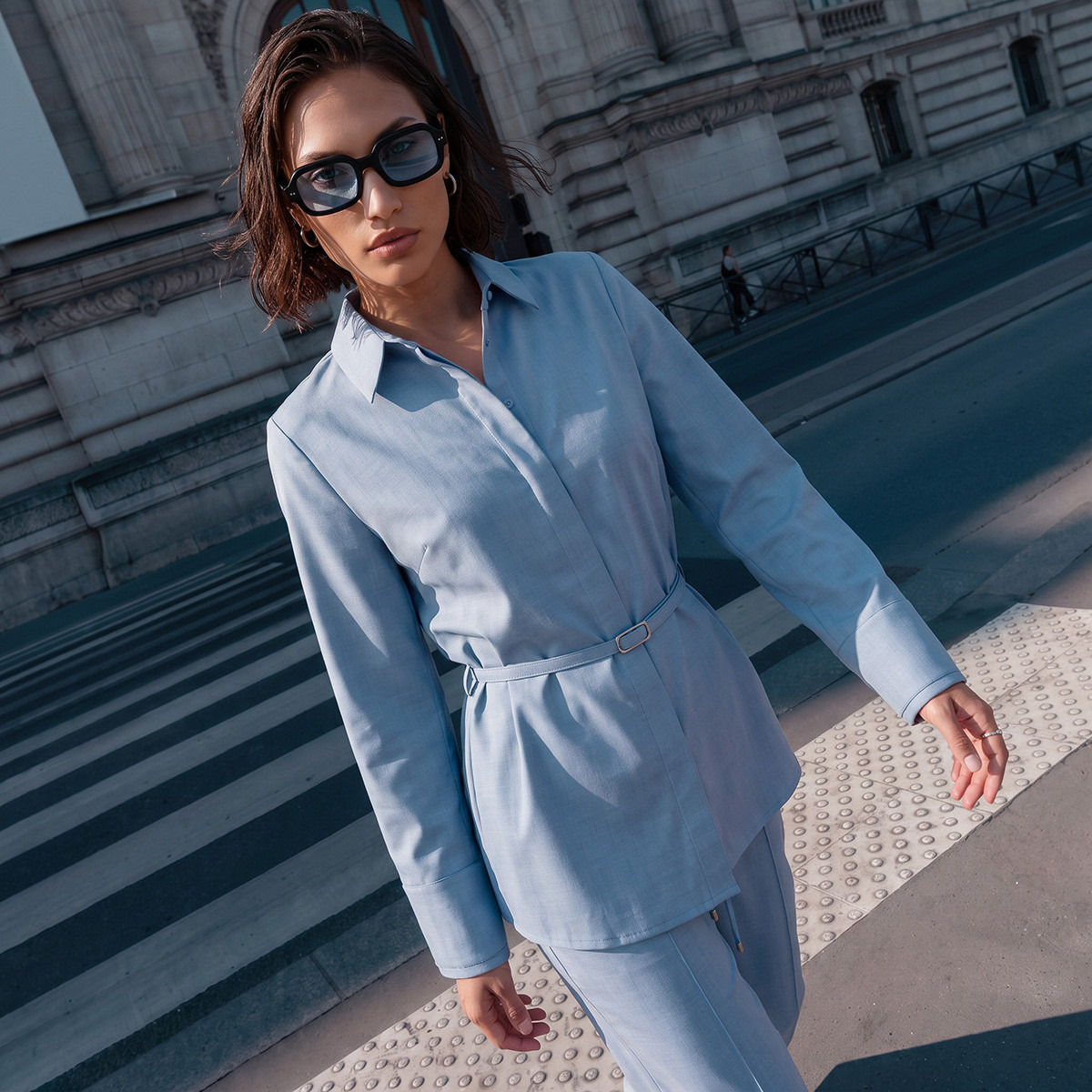 قميص بحزام من سمارت من سبلاش-women-clothing-shirtsandblouses-shirts-image-1