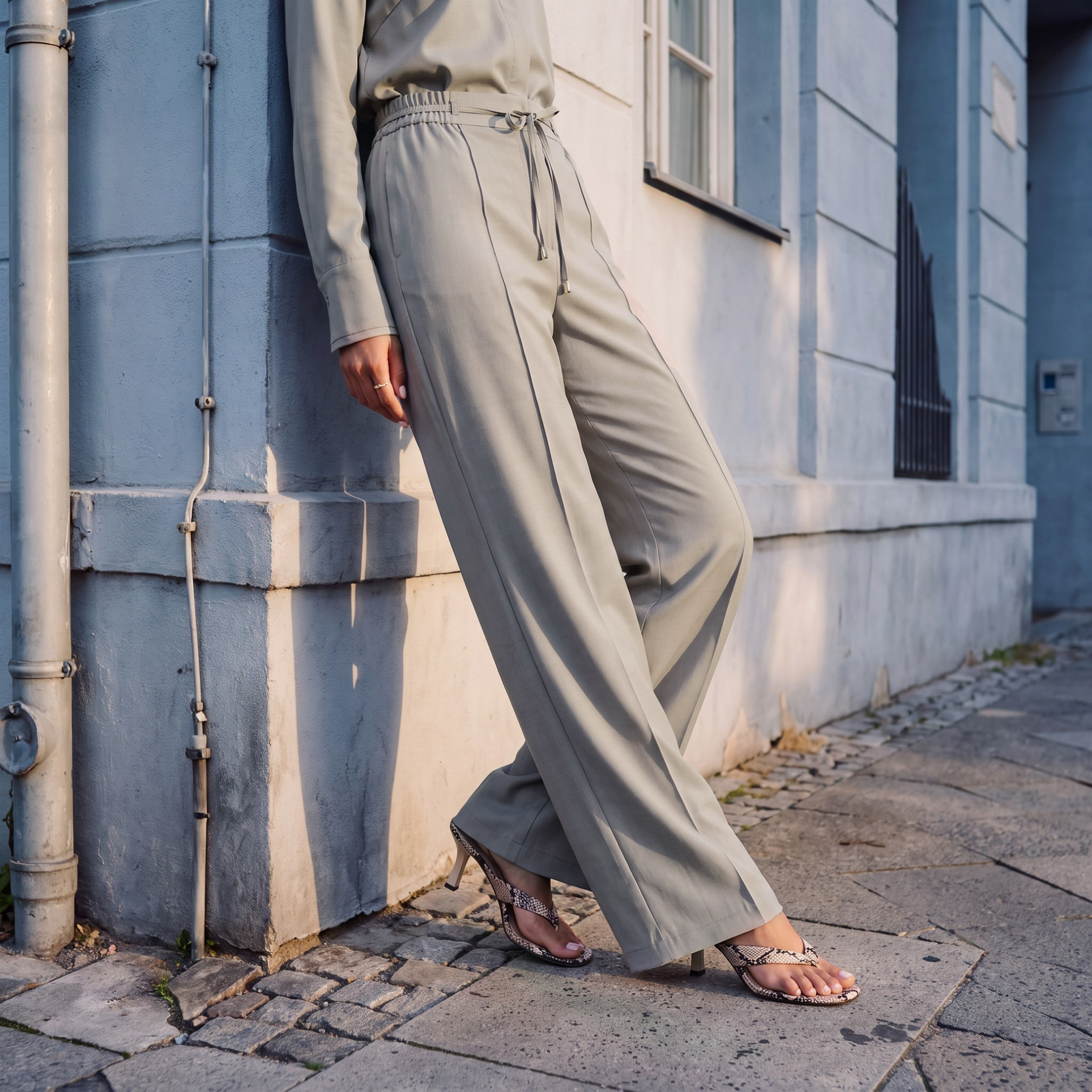 Splash Smart Regular Fit Trousers with Tie-Up Waist-women-clothing-trousers-image-1