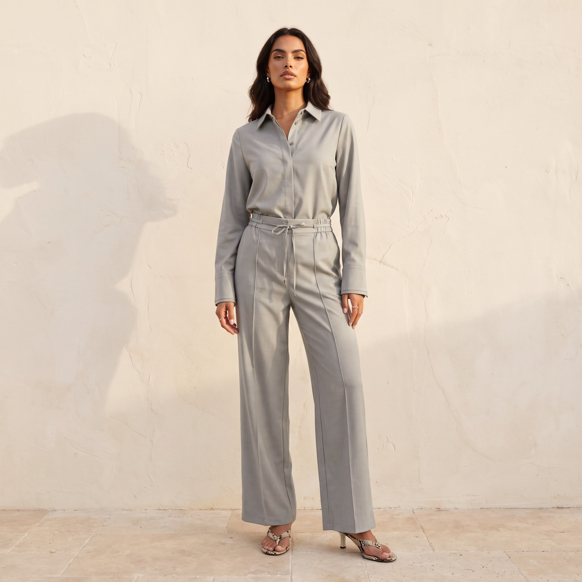 Splash Smart Regular Fit Trousers with Tie-Up Waist-women-clothing-trousers-image-3