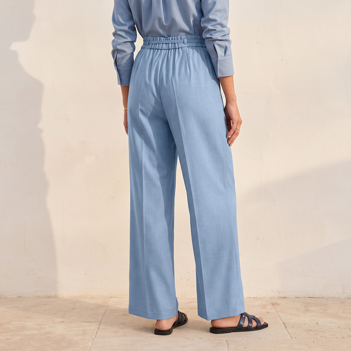 Splash Smart Regular Fit Trousers with Tie-Up Waist-women-clothing-trousers-image-3